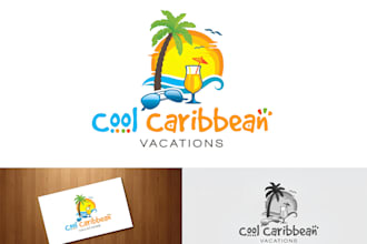 make professional beach, trip, traveling logo design