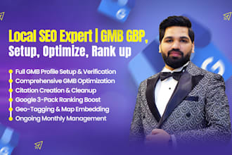 setup and optimize gmb gbp for local SEO with 3 pack map ranking