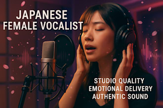 deliver studio quality japanese female vocals, singer, songwriter, j pop, k pop