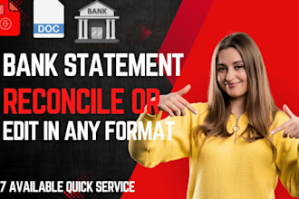 reconcile bank statement pdfs into an editable excel or word