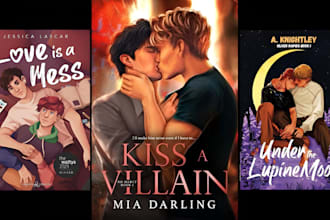 design custom guy couple illustration, lgbt book cover, gay romance ebook cover