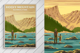 design travel poster or illustration in retro vintage style