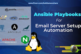 provide ansible playbooks for automated email server setup