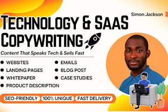 write seo saas, tech copywriting for websites, blogs, emails, b2b lead, startups