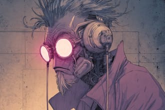 illustrate cyberpunk cyborg art