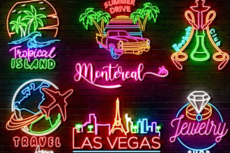 make a custom neon logo, sign, text, icon, glowing effect