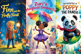 create whimsical watercolor children book illustrations