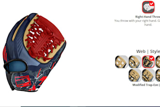 customize and configure 2d baseball glove on kickflip and zakeke