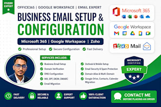 setup business email with microsoft 365, gsuite or zoho