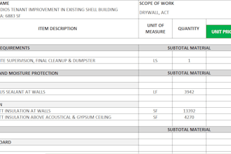 do accurate drywall estimating and material takeoff services