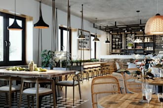 renovate stunning restaurant interior, cafe, coffee shop, wedding hall, bar area