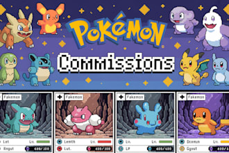 design custom pokemon trainer art, fakemon sprite sheet, yugioh card art, gulmon