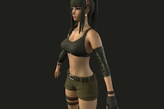 create 3d character rigging, game ready 3d model,stylized female charaacter, fbx