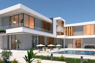 rebuild 3d luxury villa,elevated townhouse,terraced garden,estate home rendering
