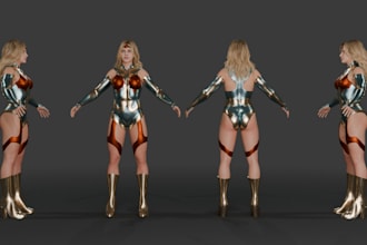 create 3d game character,3d character,3d game asset, sci fi, 3d rigging, warrior