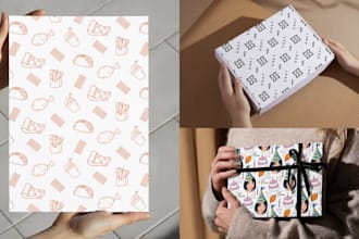 design seamless patterns for wrapping tissue, wrapping paper