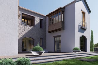 craft 3d isreal home,minimalist villa,brick house,courtyard apartment,cgi render