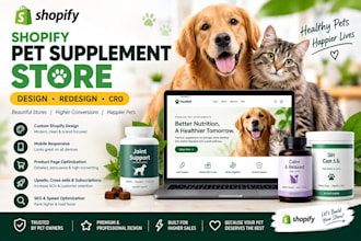design pet supplements store pet shopify store pet accessories pet care website