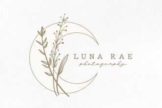 custom moon logo design minimalist, modern and mystical branding