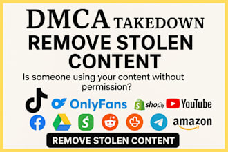 takedown content on google reddit fb ig tiktok shopify telegram by dmca
