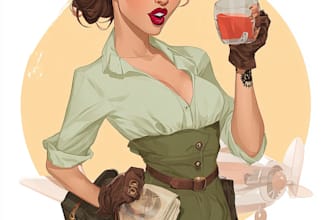 draw a pin up girl and pin up girl character art
