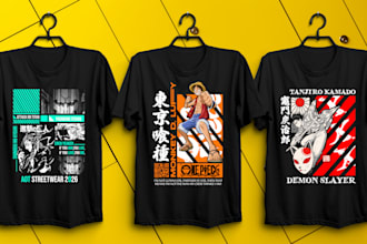 create custom streetwear anime t shirt designs
