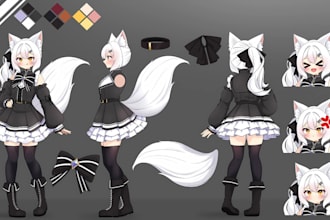 draw anime vtuber character reference sheet art vtuber oc furry nsfw ref sheet