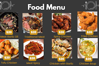 create food menu, café menu, drink menu, and chalkboard menu design