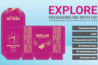 design custom secondary packaging with dieline and 3d mockup