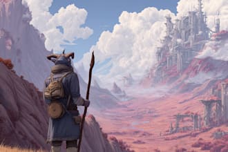 do dnd fantasy sci fi character or landscape illustration