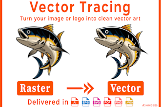 convert raster images to vector, trace logo, and vectorize artwork