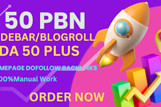 create 50 sidebar blogroll dofollow backlinks high da 50