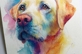 draw a rainbow watercolor portrait of your pet
