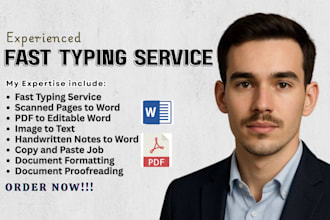 do fast typing service retype scanned pages PDF to word fast typist copy paste