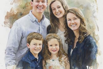 amazing family portrait watercolor portrait