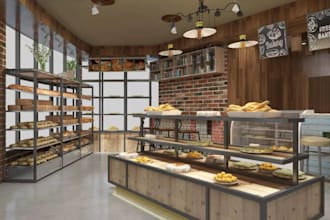 remodel 3d baker shop,bread lounge,dessert depot,pizzeria rendering,cupcake shop