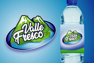 design a minimalist mountain drink brand logo