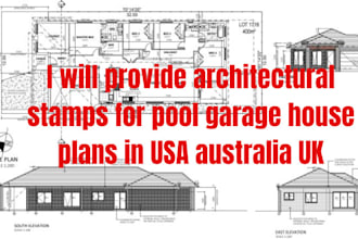 provide architectural stamps for pool garage house plans in USA australia UK