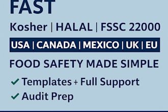 provide fast kosher fssc 2200 certification for your products in the US UK