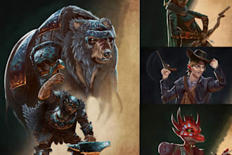 draw your dnd character in a classic fantasy rulebook style