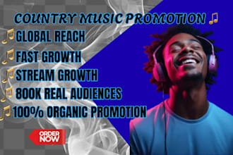 do organic country music promotion, spotify promo to USA, UK, canada audiences