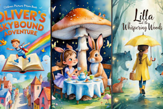 create watercolor and whimsical children storybook illustrations
