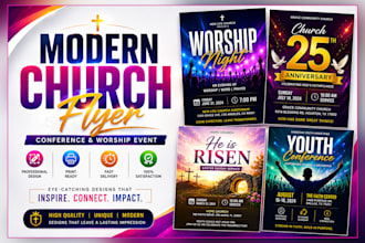 design modern church flyer, conference and worship event flyer
