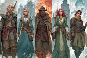 create a custom dnd party character illustrations