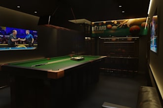 rebuild snooker lounge,billiard room,liquor store,cgi bar rendering,cafe layout