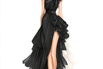 draw your fashion illustration and flat sketch