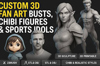3d sculpture custom fan art bust model chibi figure sports idol action figure