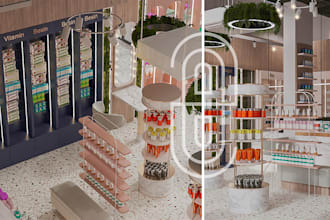 create commercial space designs and 3d interior renderings