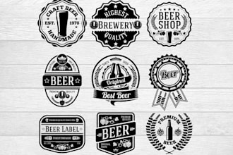 design premium coffee, wine, beer shop, food and drinks logo