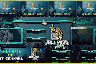 design professional twitch stream design overlays, logo